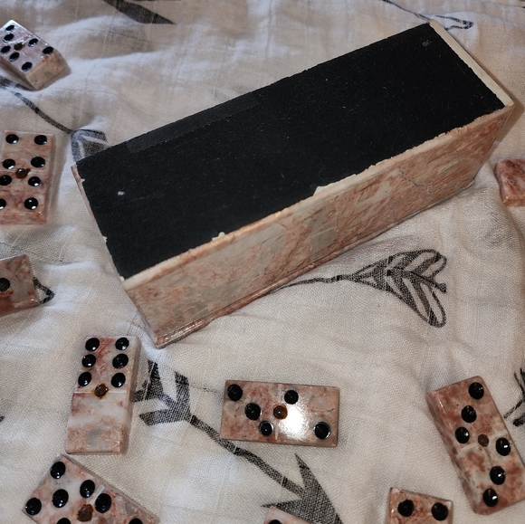 Pink zebra jasper marble/stone domino set - Picture 3 of 5